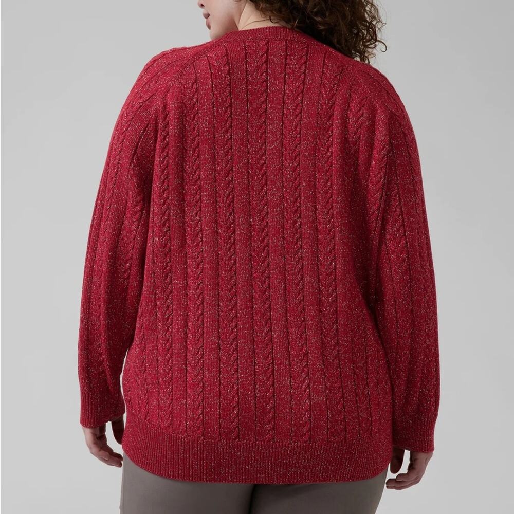 NWT Athleta decadent red metallic crew neck sweater - Picture 4 of 13